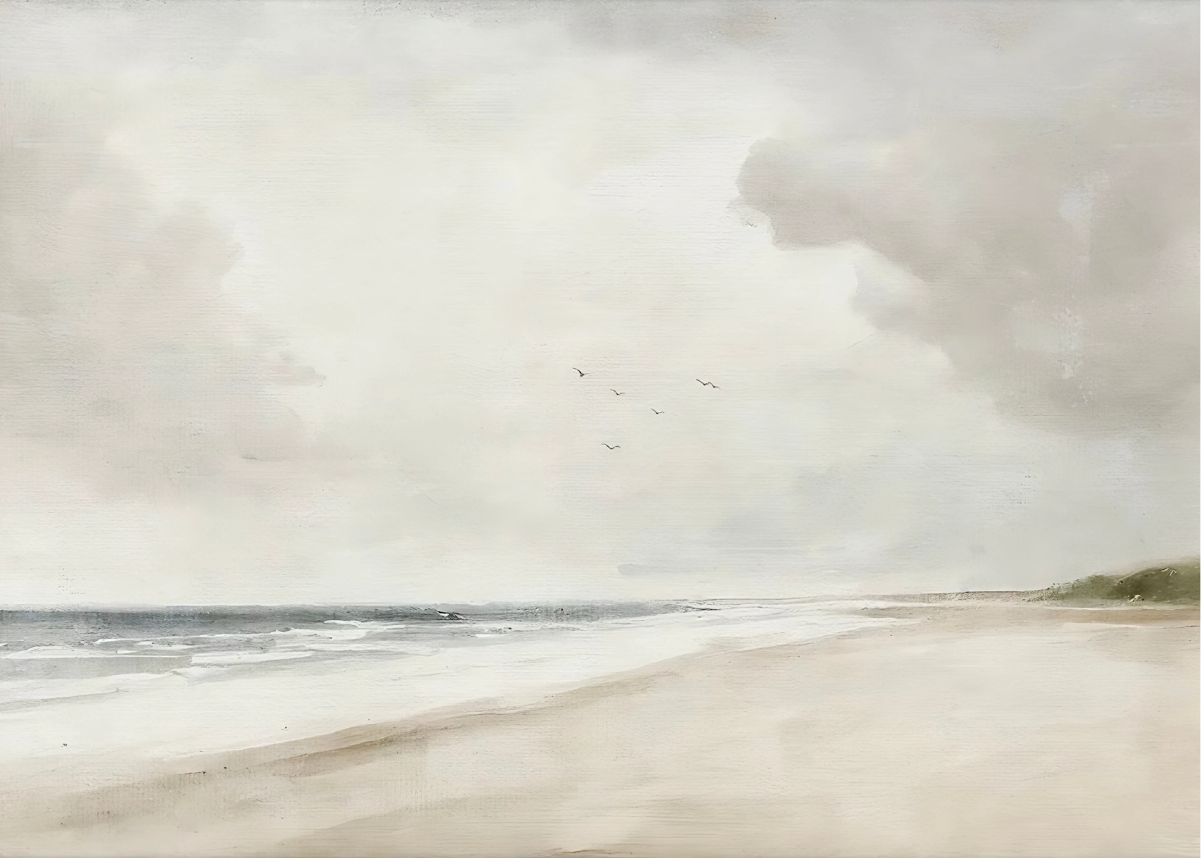 Long Beach Beneath Grey Clouds