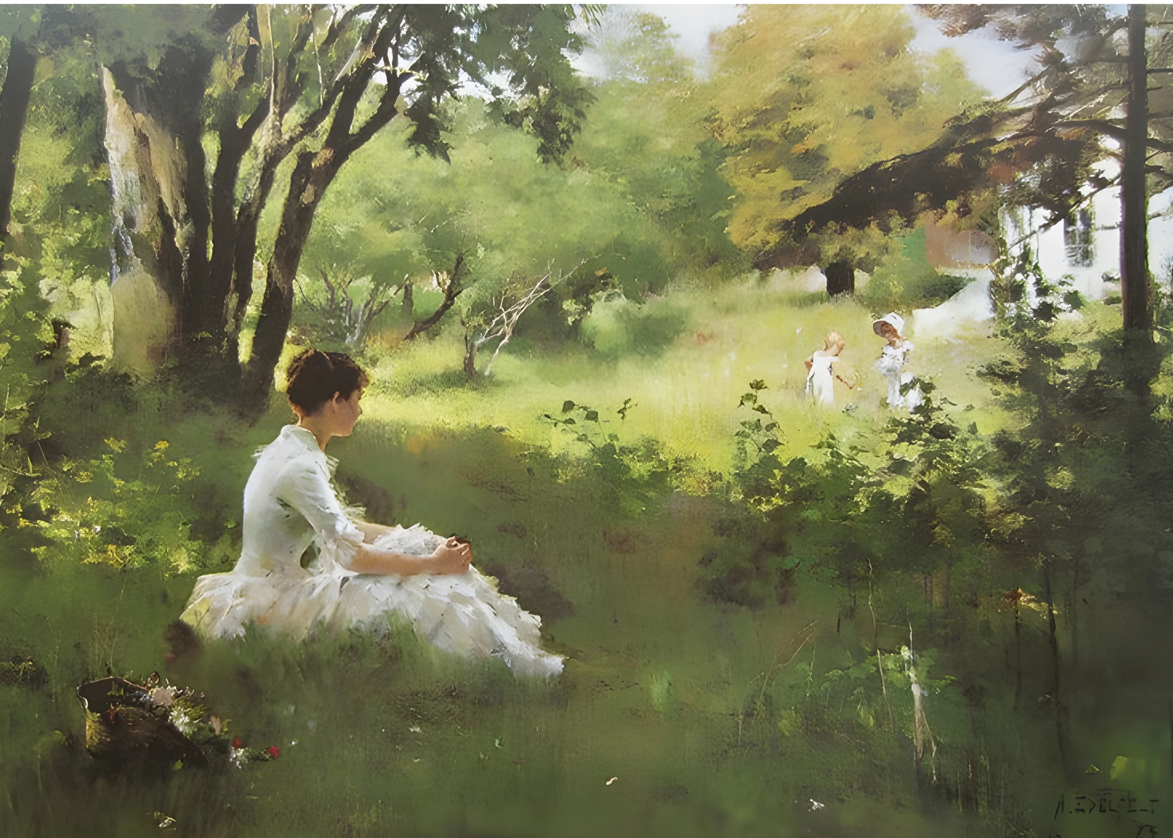 Woman Resting in a Green Garden