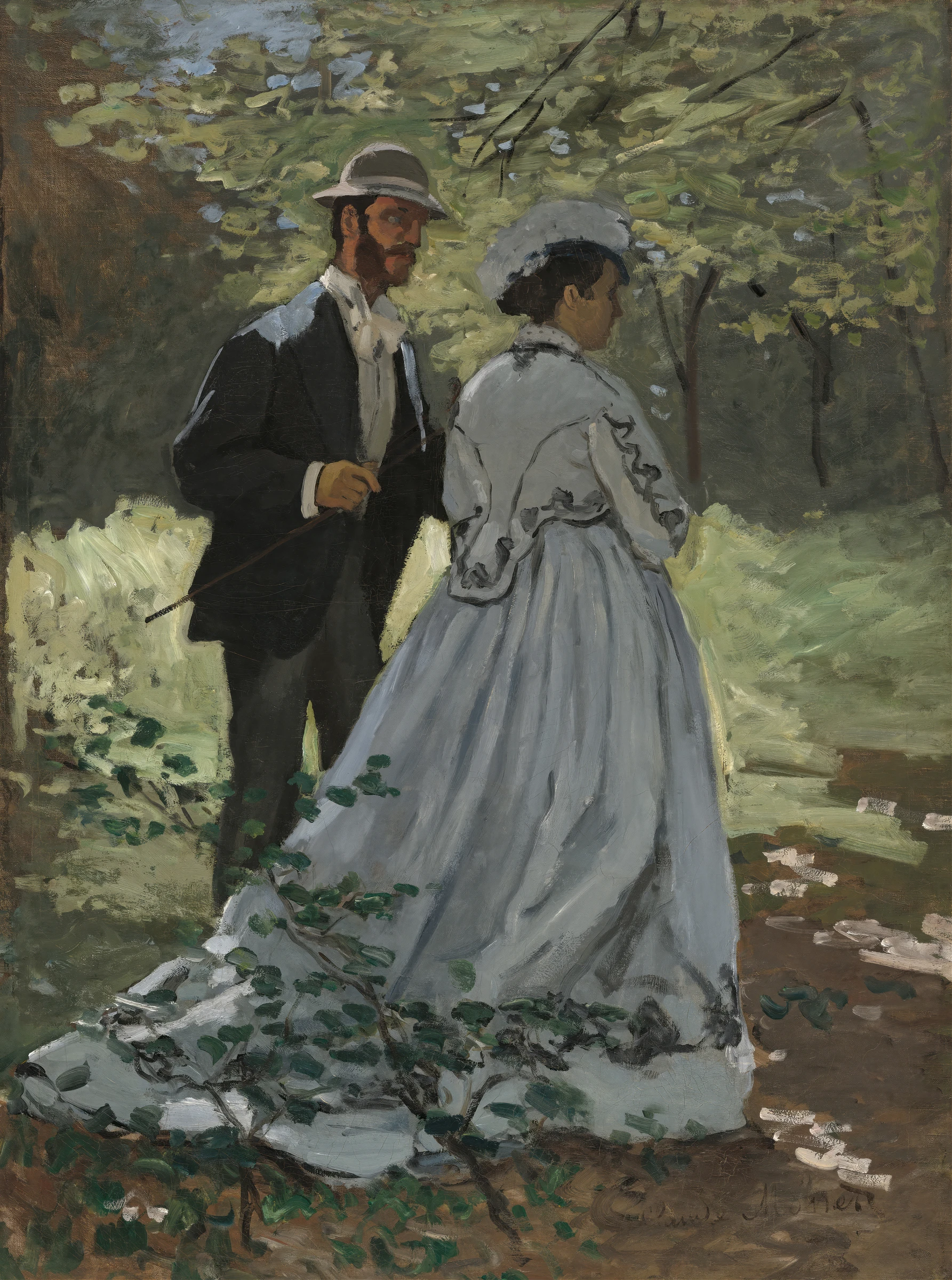 Two Figures on a Woodland Path