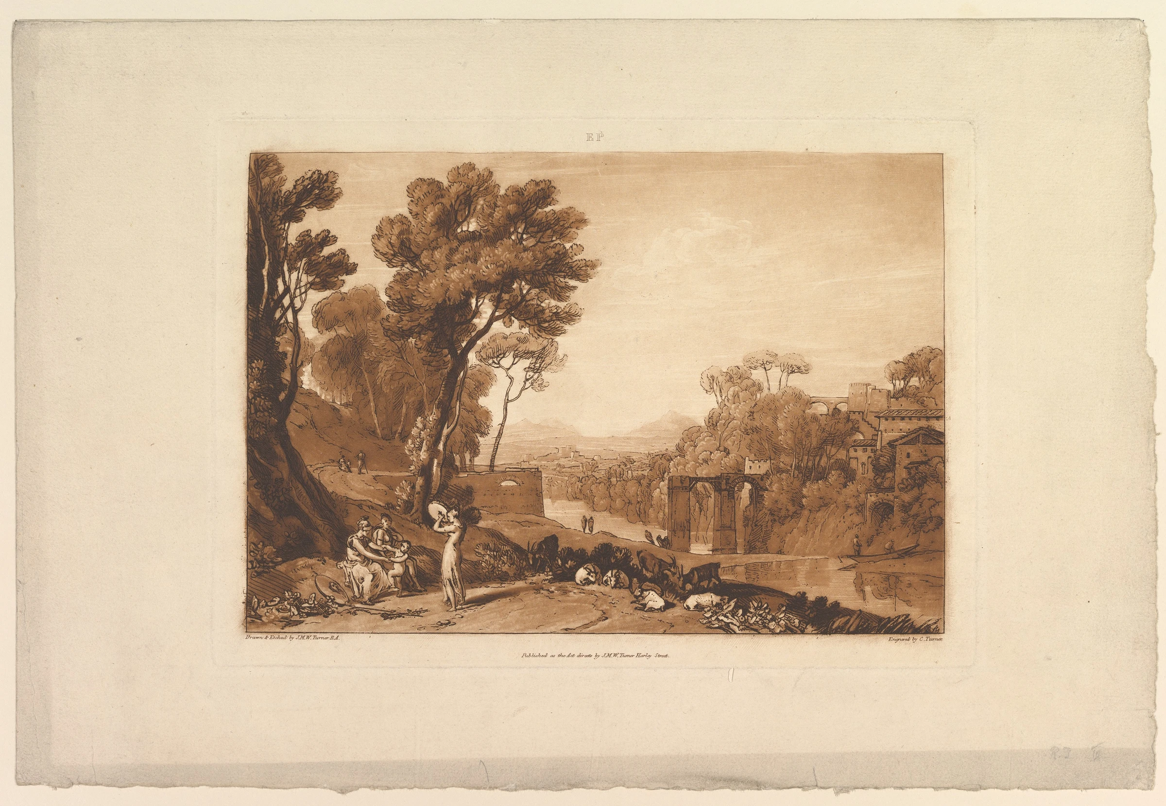 The Woman and Tambourine, part I, plate 3 from "Liber Studiorum" by Joseph Mallord William Turner