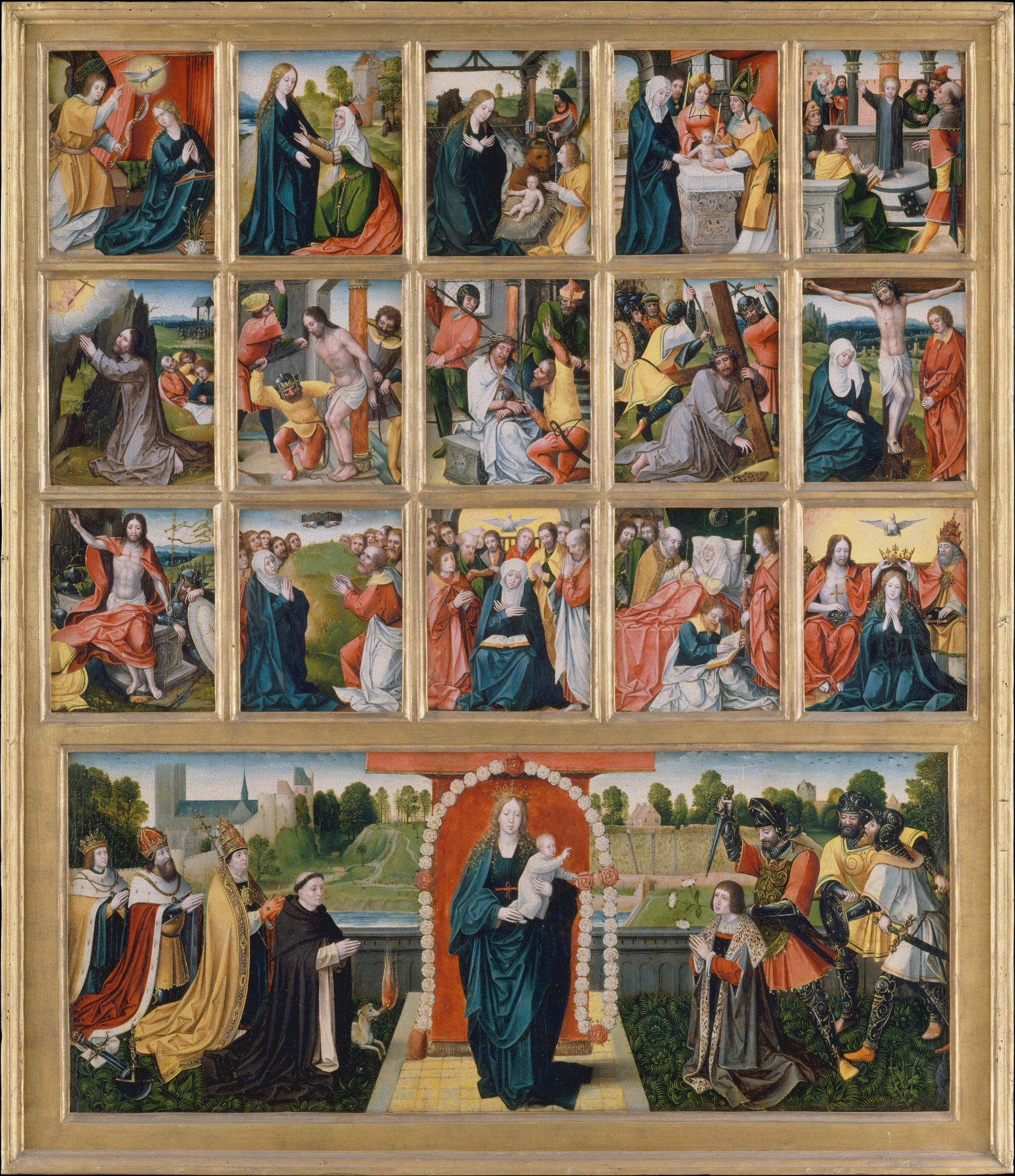 The Fifteen Mysteries and the Virgin of the Rosary by Netherlandish (Brussels) Painter