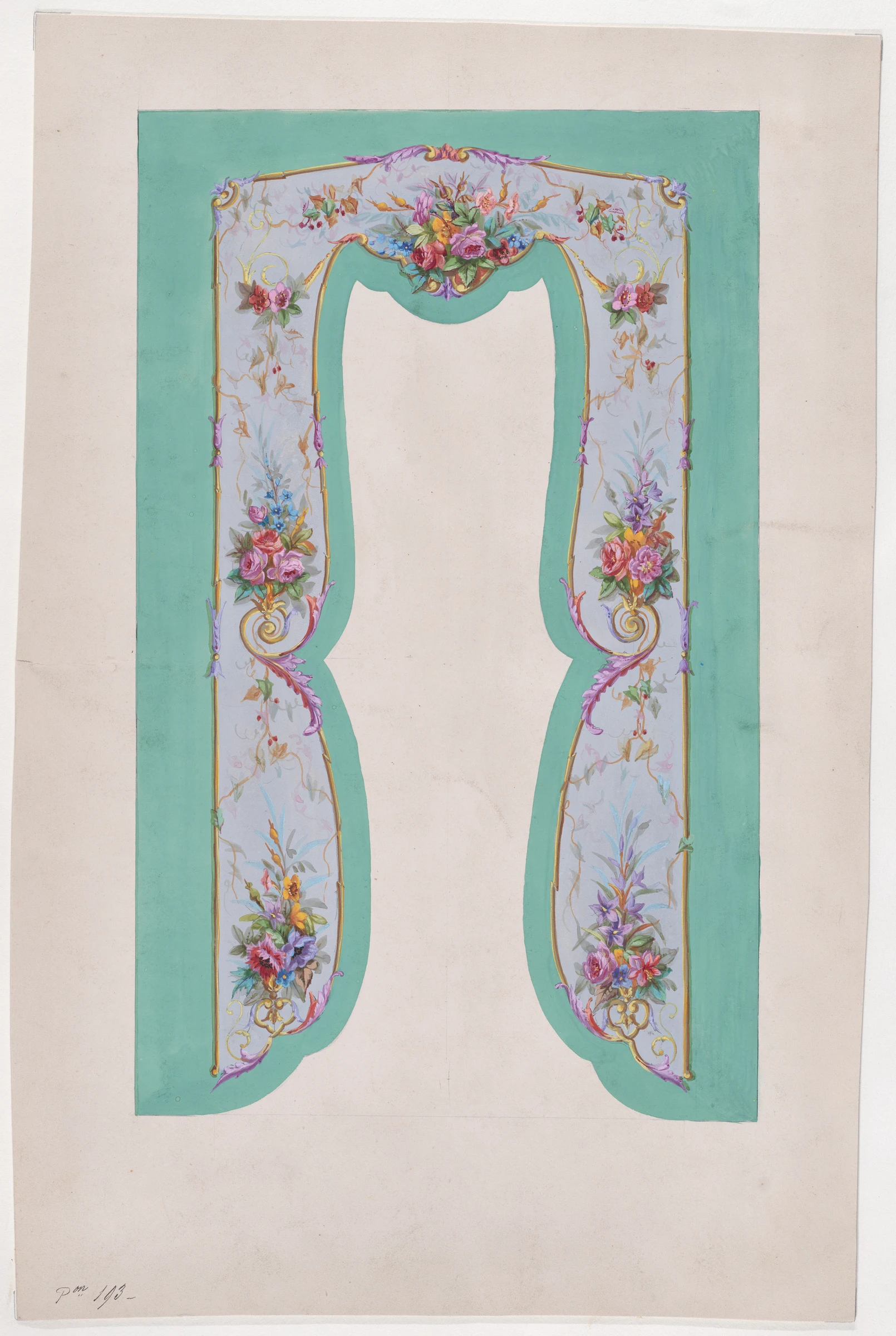 Design for a Valance with Floral Motifs by Anonymous, French, 19th century