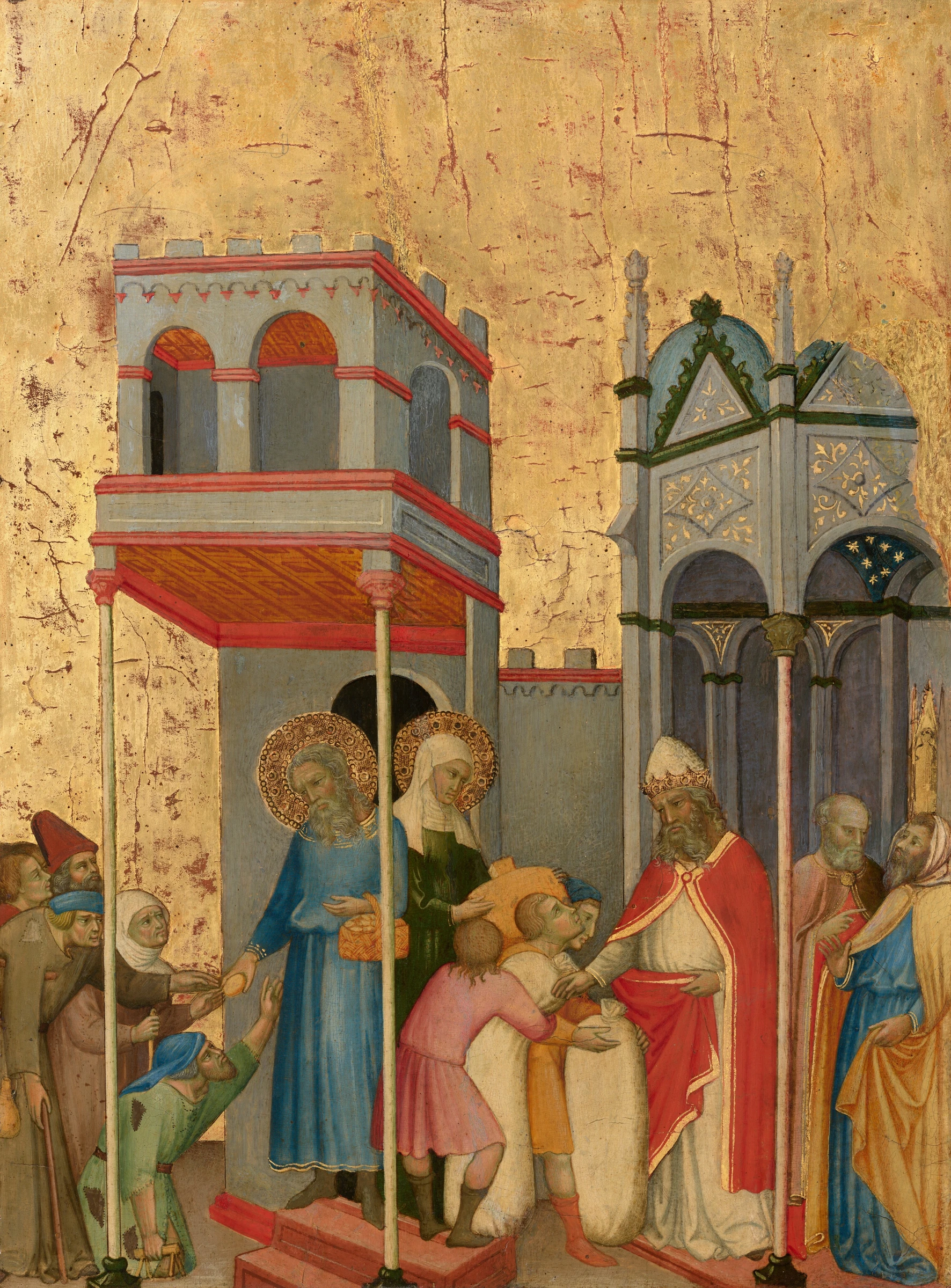 Joachim and Anna Giving Food to the Poor and Offerings to the Temple by Andrea di Bartolo