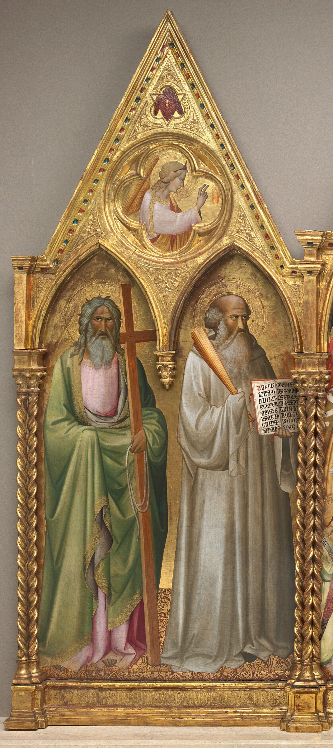 Saint Andrew and Saint Benedict with the Archangel Gabriel [left panel] by Agnolo Gaddi