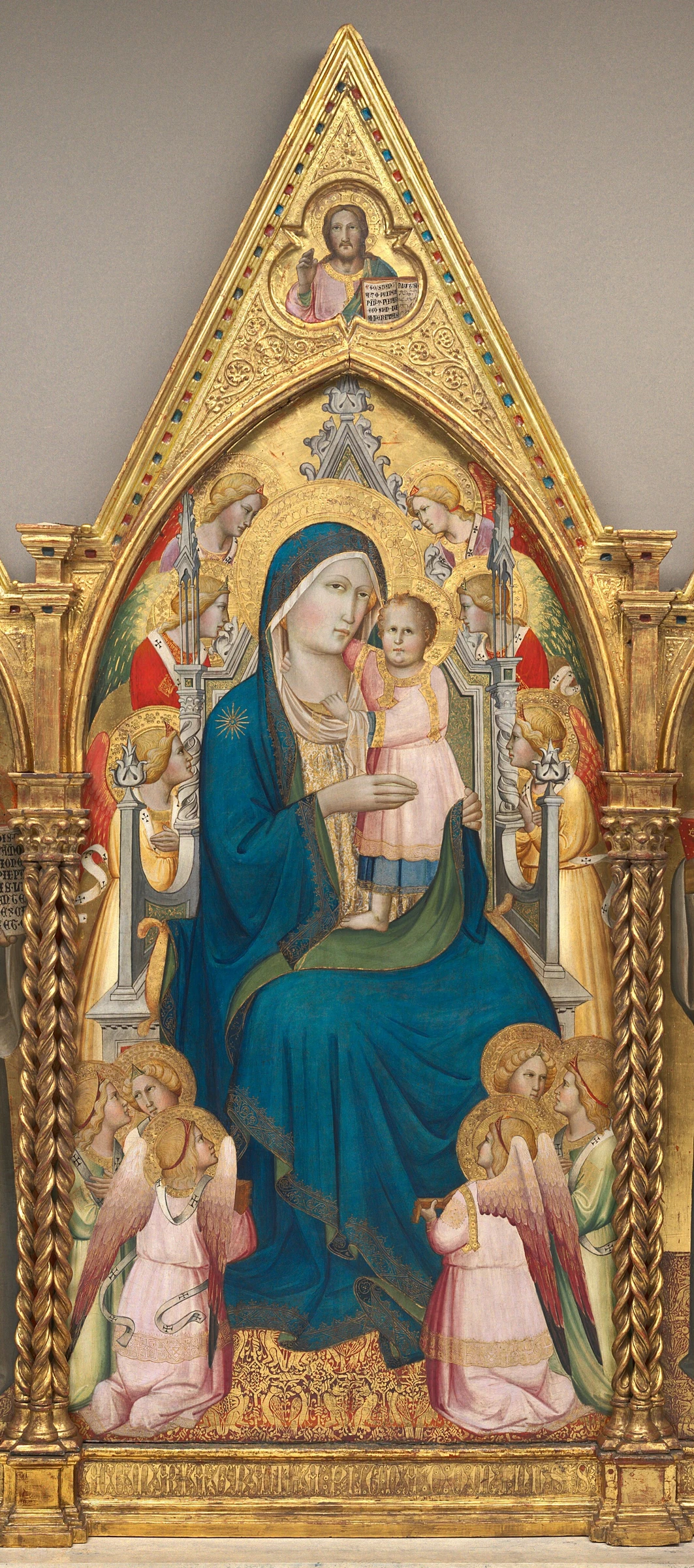 Madonna and Child Enthroned with Twelve Angels, and with the Blessing Christ [middle panel] by Agnolo Gaddi