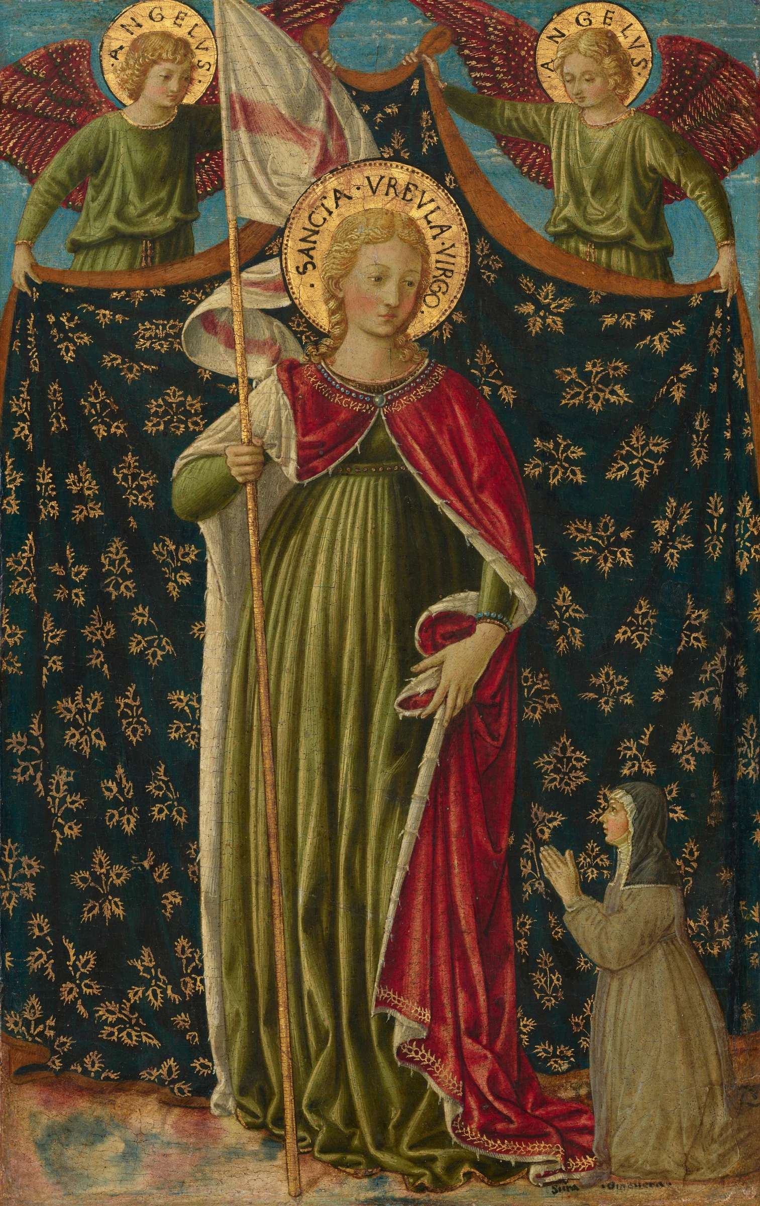 Saint Ursula with Two Angels and Donor by Benozzo Gozzoli