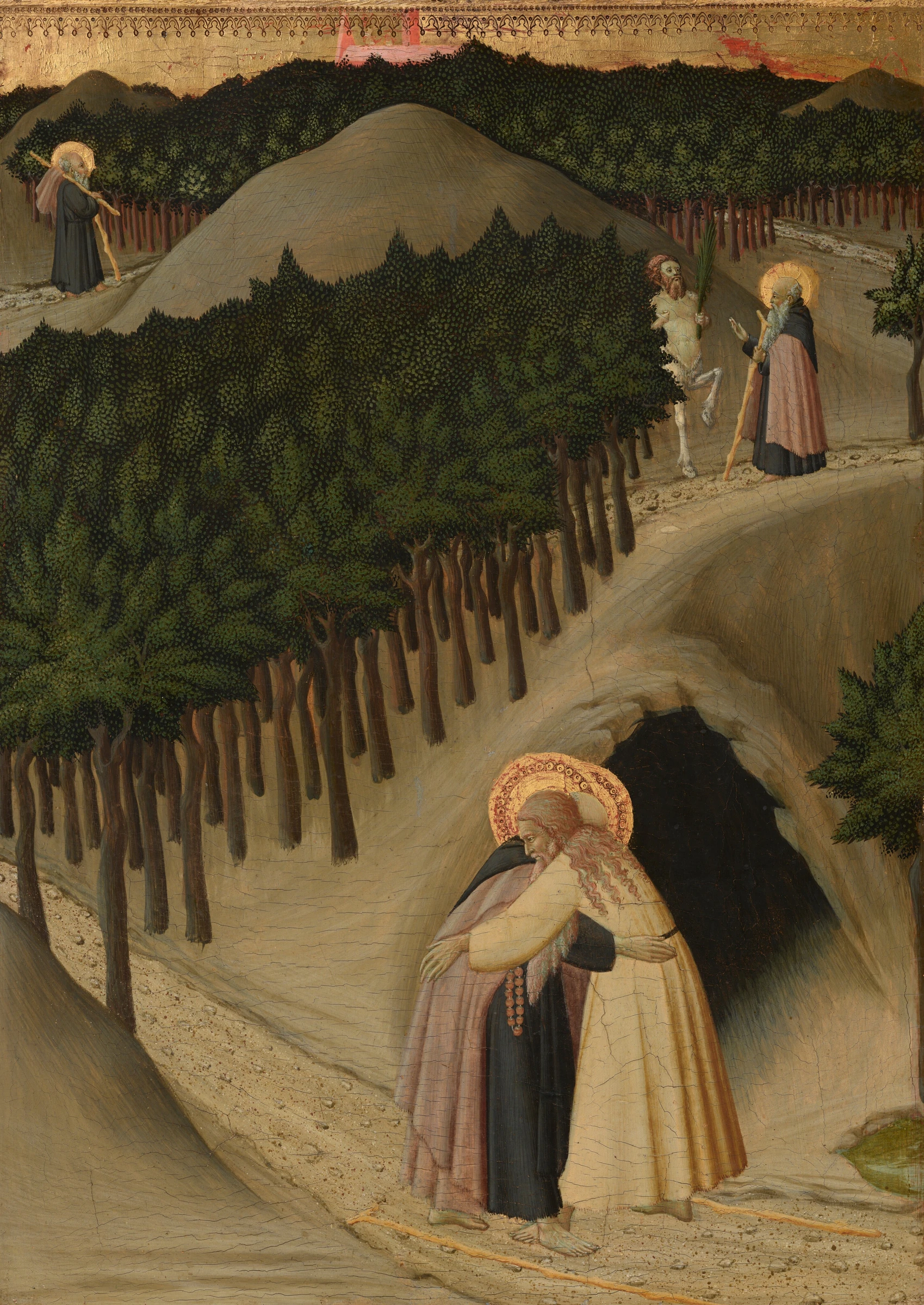 The Meeting of Saint Anthony and Saint Paul by Master of the Osservanza (Sano di Pietro?)