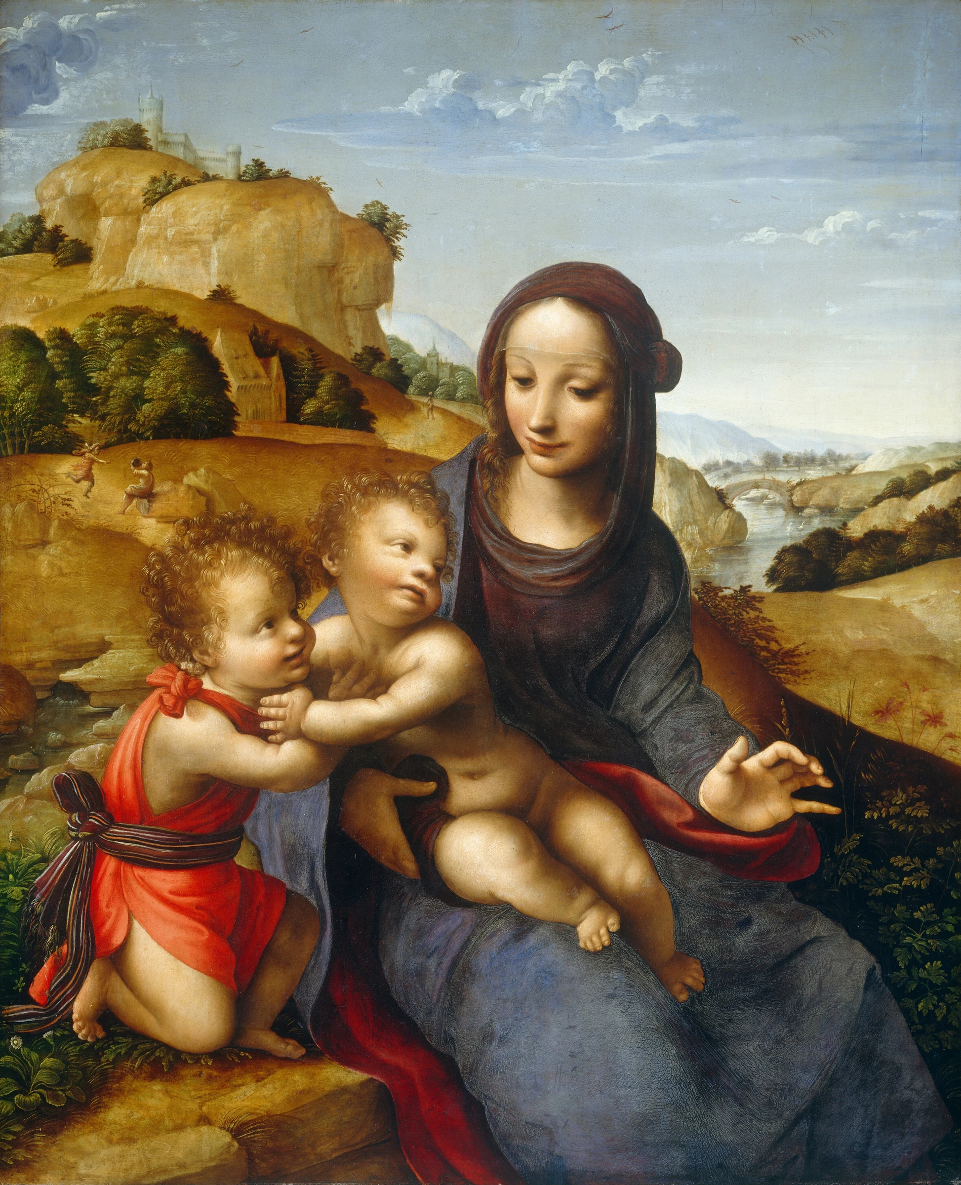 Madonna and Child with the Infant Saint John by Attributed to Fernando Yáñez de la Almedina